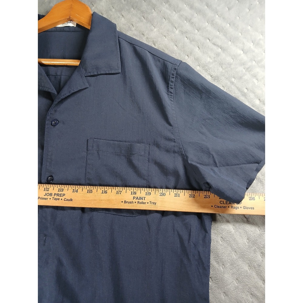 COOFANDY Mens Navy Blue Camp Collar Short Sleeve Button Down Shirt Large Pocket - Picture 3 of 9